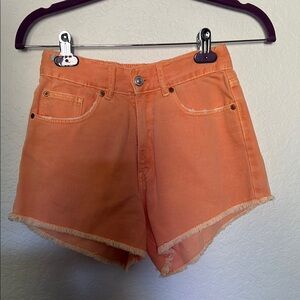 Zara Orange High-Waisted Shorts Fitted